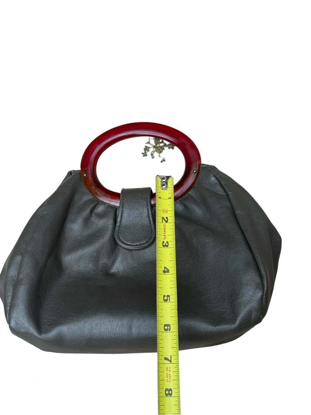 JR Florida Calfskin Leather Lucite Handle Vintage Satchel Bag